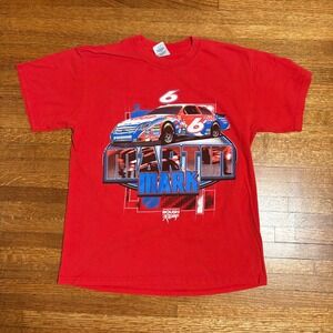 Mark Martin‎ NASCAR AAA Roush Racing T Shirt M Red Double Sided Graphic Gildan